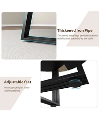 gaomon Round Dining Table for 4-6, 47.2" Farmhouse Kitchen with Storage, Circle Dinner Tables Kitchen, Room, Living Room