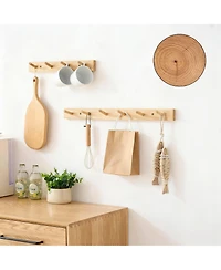 Yigii Hickory Wood Wall Coat Rack, Space-Saving, Easy to Install