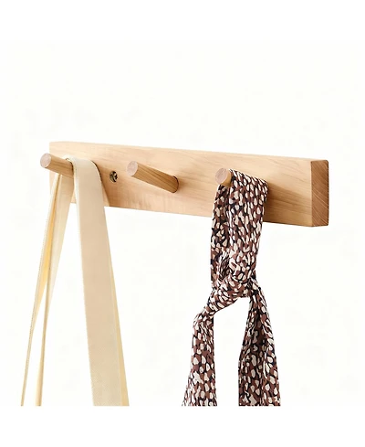 Yigii Hickory Wood Wall Coat Rack, Space-Saving, Easy to Install