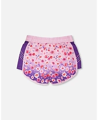 Deux par Girl Athletic Shorts Polyester Mauve Floral Gradient