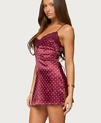 Edikted Women's Lacey Backless Polka Dot Mini Dress