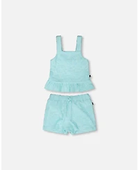 Deux par Deux Big Girls Terry Tank Top with Shorts Set