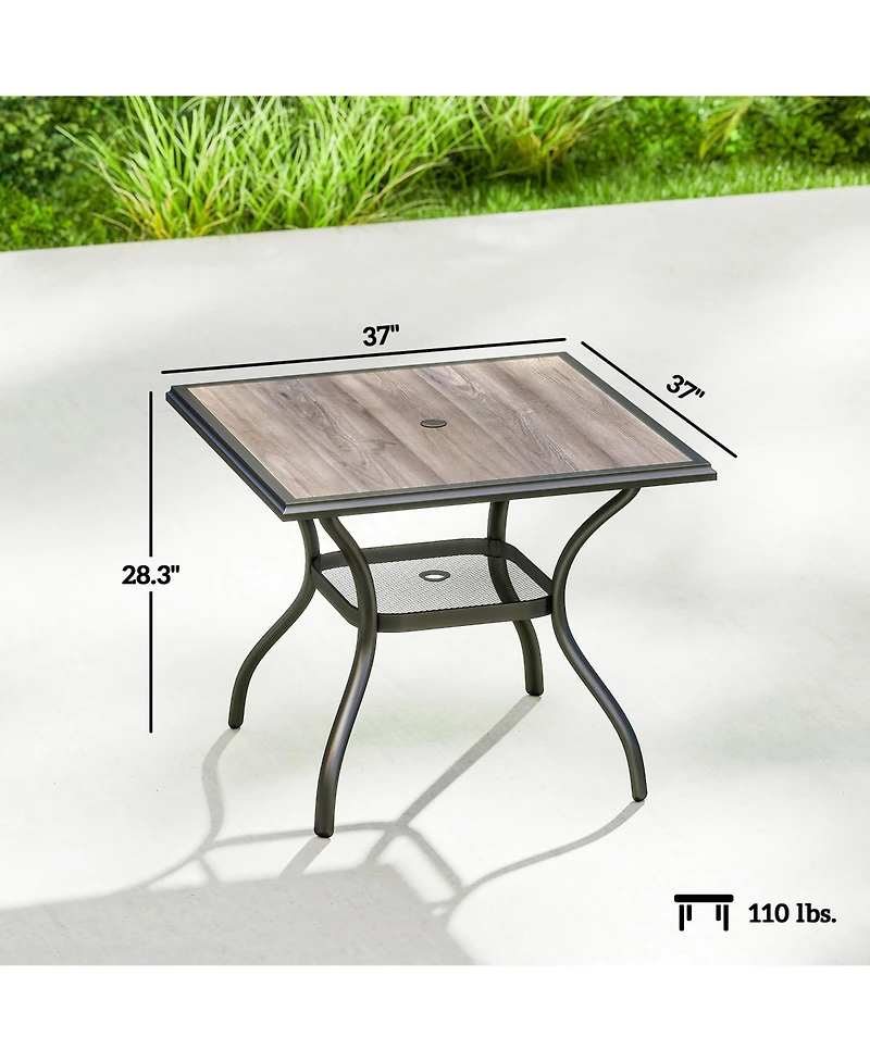 Outsunny Outdoor Dining Table, 37inches Square Patio Table with Umbrella Hole