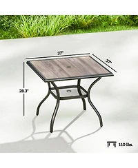 Outsunny Outdoor Dining Table, 37inches Square Patio Table with Umbrella Hole