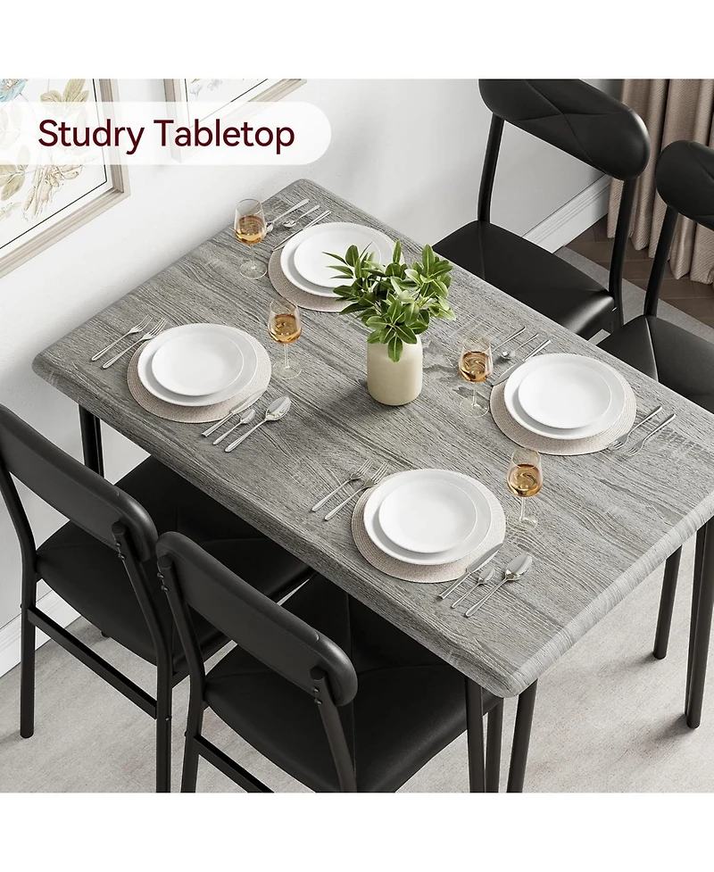 gaomon Dining Table Set for 4, Kitchen Chairs of Industrial Room with 4 Upholstered