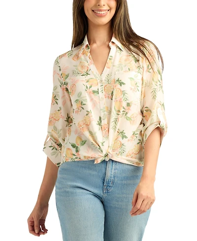 Bcx Women's Printed Button-Up Shirt