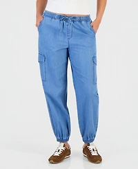 Madden Girl Juniors' Chambray Cargo Jogger Pants