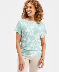 Jm Collection Women's Banded-Hem Short-Sleeve Knit Top, Macy's Exclusive