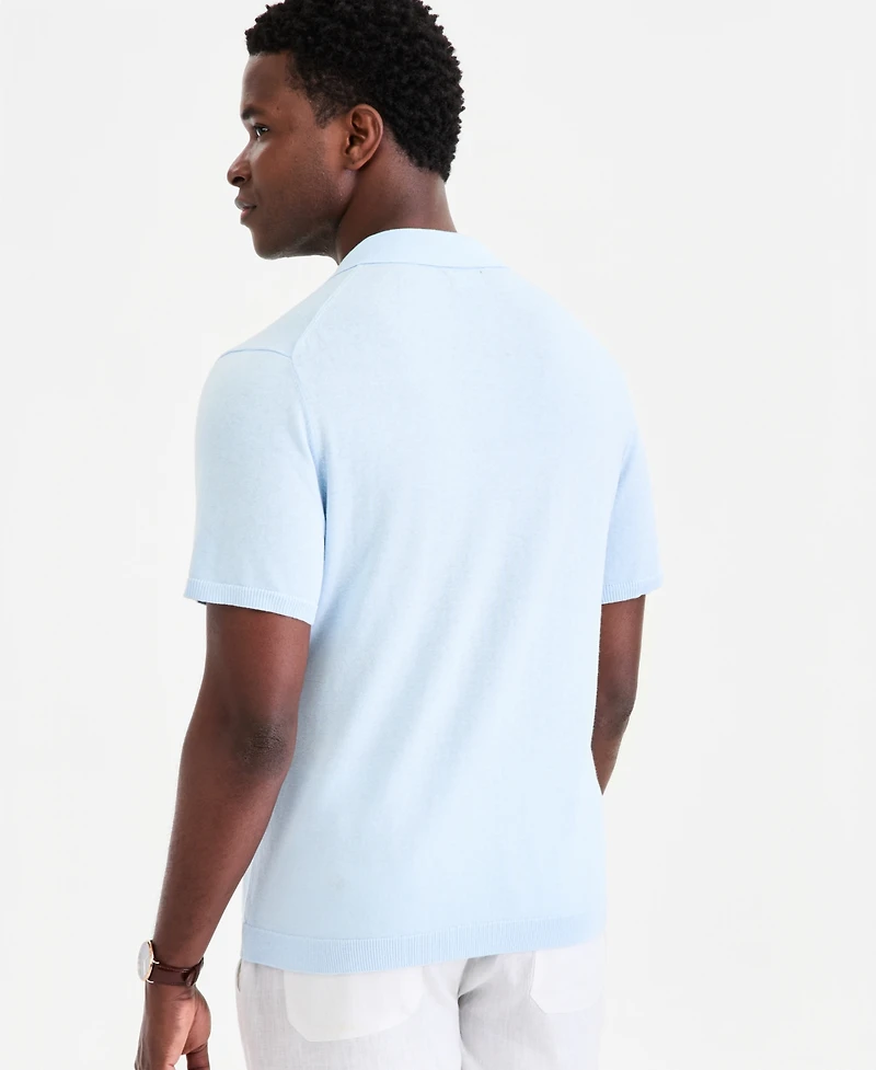 Club Room Men's Short-Sleeve Linen and Cotton Button Sweater Polo Shirt, Macy's Exclusive