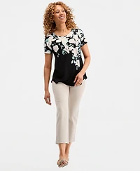 Jm Collection Women's Printed Scoop-Neck Short Sleeve Top, Macy's Exclusive