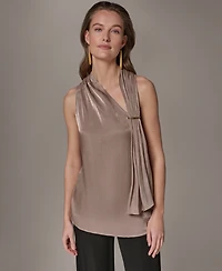 Donna Karan New York Women's Asymmetrical Halter Neck Top