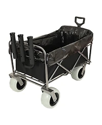 Mondawe Foldable Steel Storage Wagon Utility Carts Waterproof Fishing Cart with Rod Holders