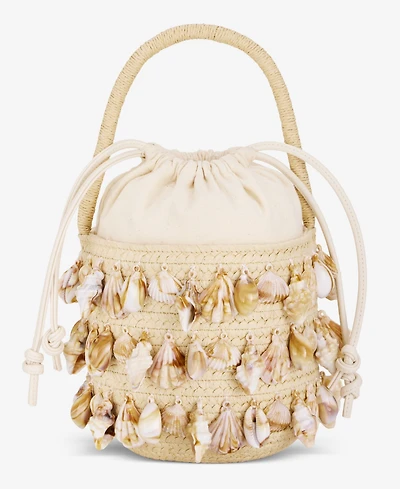 I.n.c. International Concepts Shell Embellished Straw Bucket Bag, Macy's Exclusive
