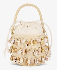 I.n.c. International Concepts Shell Embellished Straw Bucket Bag, Macy's Exclusive
