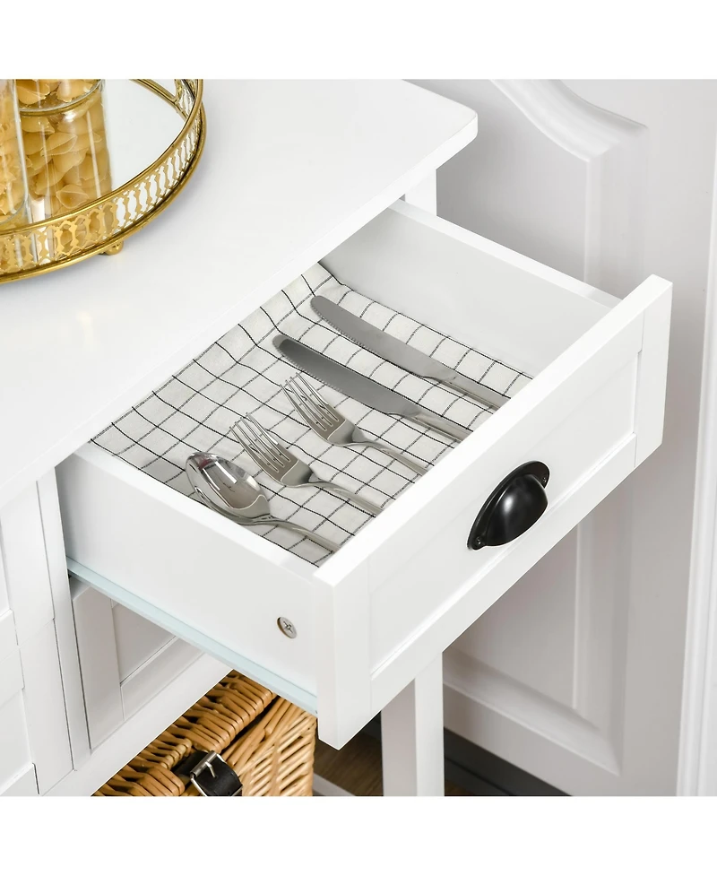 Homcom Modern Kitchen Sideboard Buffet Cabinet Serving Console Table w/ Drawers, White