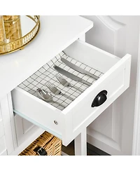 Homcom Modern Kitchen Sideboard Buffet Cabinet Serving Console Table w/ Drawers, White