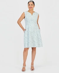 Connected Petite Notch-Neck Sleeveless Sheath Dress
