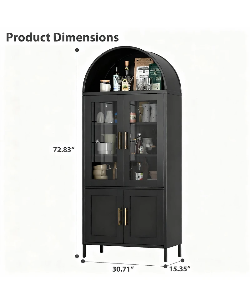 Yigii Metal Arched Cabinet with 2 Drawers for Kitchen or Office