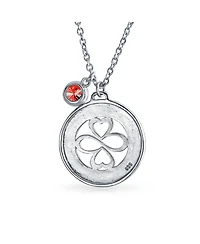 Bling Jewelry Love Luck Unity Inspirational Words Round Heart Infinity Clover Pendant Necklace Sterling Silver