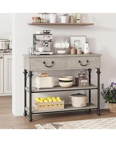 gaomon Entryway Table with Drawers and Storage Shelves, Narrow Console for Hallway, Living Room, or Behind Sofa, Rustic Brown Small Entry