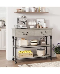 gaomon Entryway Table with Drawers and Storage Shelves, Narrow Console for Hallway, Living Room, or Behind Sofa, Rustic Brown Small Entry
