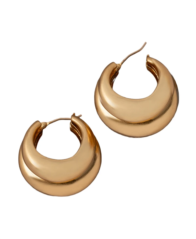 Donna Karan Gold-Tone Molten Multi-Row Hoop Earrings