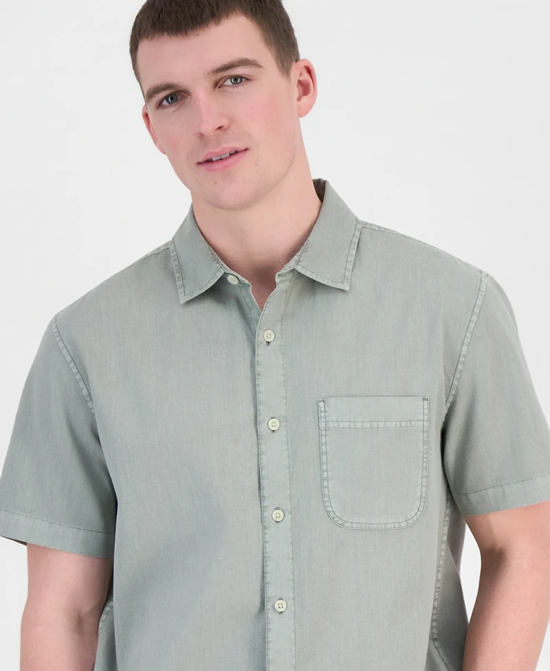 Sun + Stone Men's Garment Dyed Linen Blend Hero Shirt, Macy's Exclusive