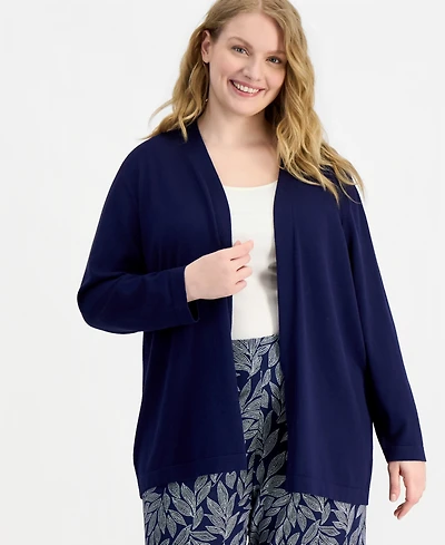 Ak Anne Klein Plus Open-Front Cardigan