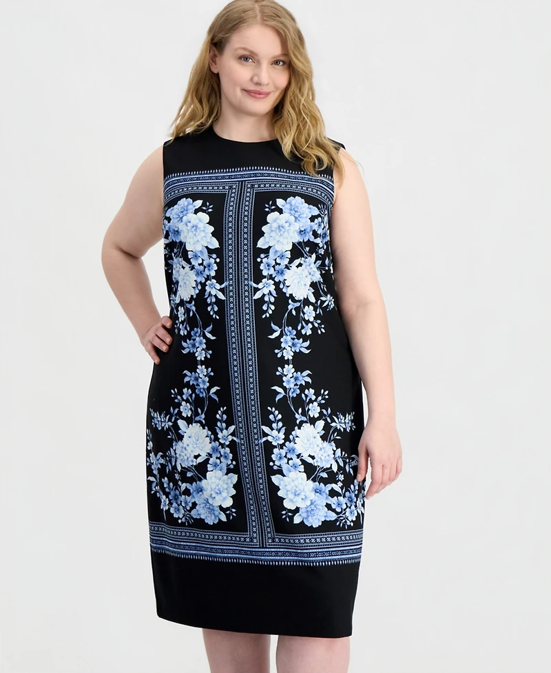 Anne Klein Plus Printed Sleeveless Midi Dress