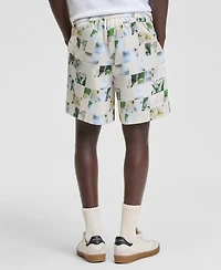 Mode of One Men's Floral Blocks 6-1/2" Pull-On Shorts, Macy's Exclusive
