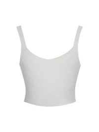 Miss Circle Women's Selene White Wool-Blend Ribbed Knit V-Neck Top