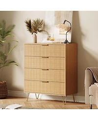 gaomon Fluted 4-Drawer Dresser for Bedroom, 32" Wide Modern Minimalist Chest of Wooden Drawers,Wide Clothes Storage Organizer