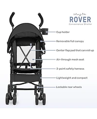 Dream On Me Toddler Rover Stroller: Lightweight, compact travel umbrella stroller. One-hand fold, lockable rear wheels, adjustable canopy, & 3-point h