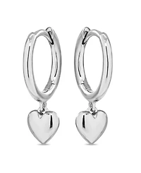 Devata Heart Hoop Earrings in Rhodium Plated Sterling Silver