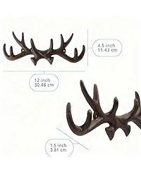 Yigii Antique Cast Iron Deer Wall Hooks for Coats, Hats, Keys