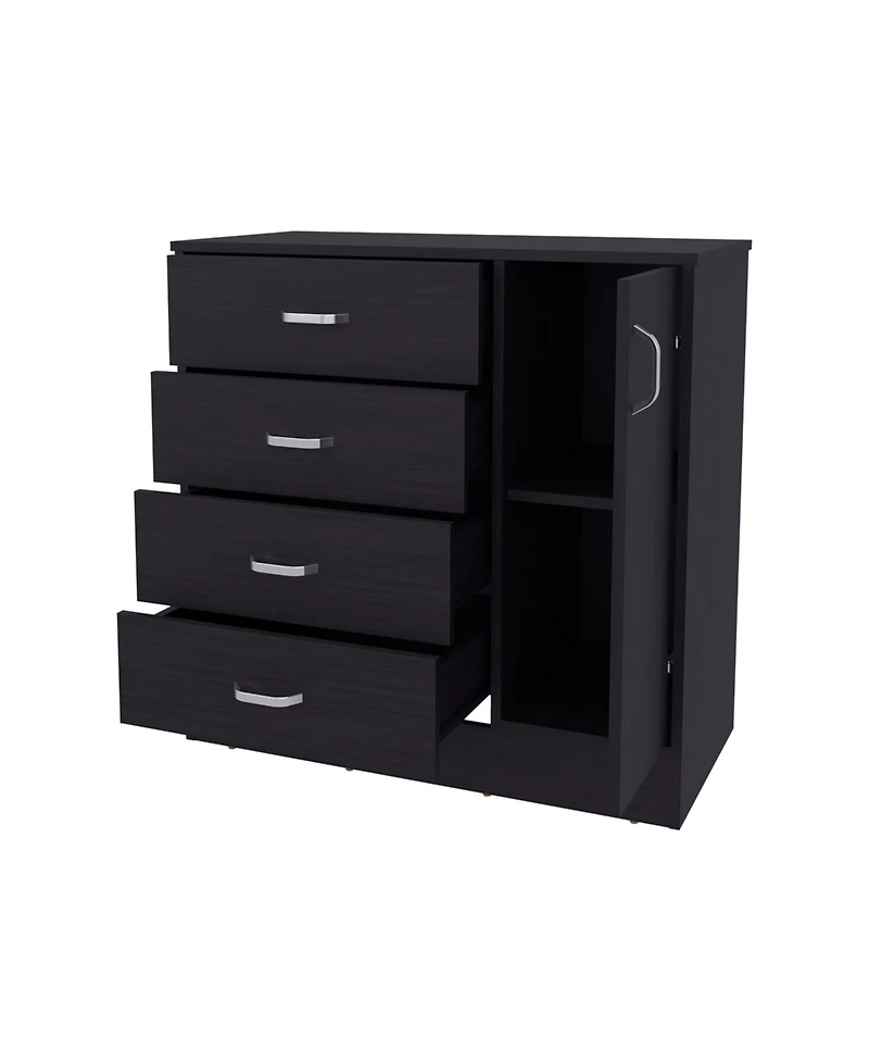 Fm Furniture Turkey 4-Drawer Dresser with Side Cabinet, Freestanding Storage Organizer with Interior Shelf – Ideal for Bedroom
