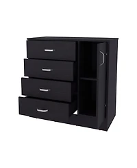 Fm Furniture Turkey 4-Drawer Dresser with Side Cabinet, Freestanding Storage Organizer with Interior Shelf – Ideal for Bedroom