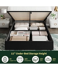 gaomon Full Lift-Up Storage Bed Frame, Velvet Wingback Headboard, Hydraulic Support
