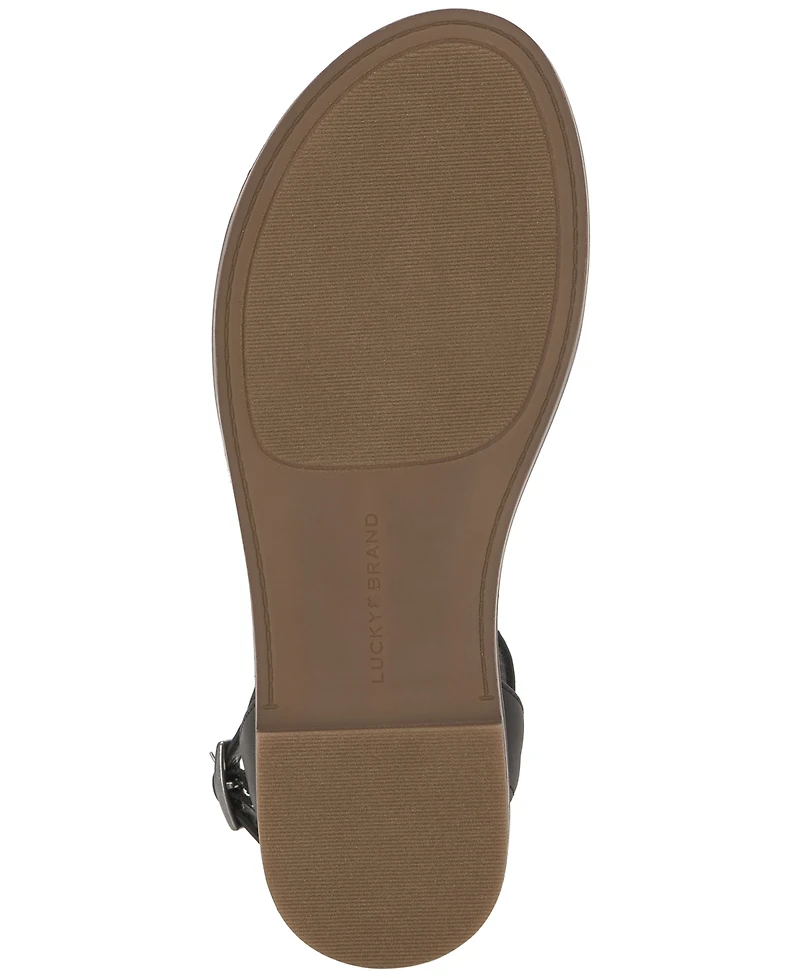 Lucky Brand Women's Kimaya Crochet Ankle-Strap Flat Sandals