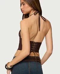 Edikted Women's Ghita Lacey Halter Corset