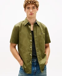 Tommy Hilfiger Men's Short-Sleeve Pigment-Dyed Linen Button-Front Shirt
