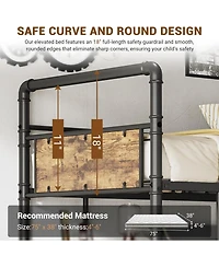 gaomon Loft Bunk Bed with L-Shaped Desk, Twin Loft Bed with Desk Underneath, Metal Bunk Beds with High Guardrail