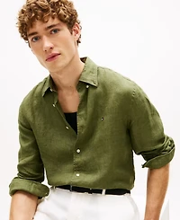 Tommy Hilfiger Men's Pigment-Dyed Linen Button-Down Long Sleeve Shirt