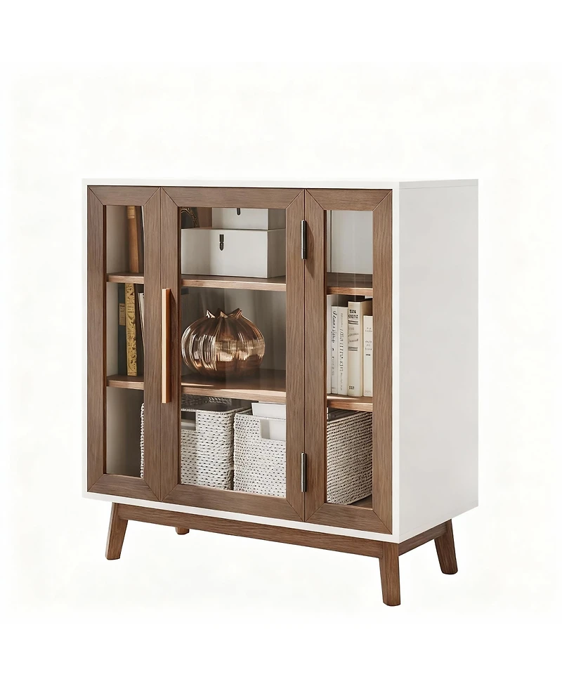 Yigii Console Table with Glass Doors