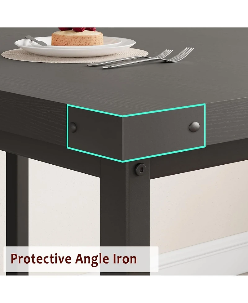 gaomon Dining Table Set for 4-6 63 Inch Extendable Wood Dining Room Table with Corner Protector and 2 Upholstered Benches Kitchen Table