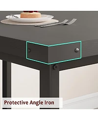 gaomon Dining Table Set for 4-6 63 Inch Extendable Wood Dining Room Table with Corner Protector and 2 Upholstered Benches Kitchen Table