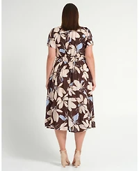 Estelle Plus Size Caroline Floral Empire Waist Midi Dress