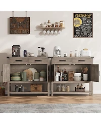gaomon Farmhouse Console Table with 2-Door & 2 Drawers, Wood Coffee Bar Cabinet Sofa Table, Entryway Table with 2 Storage Cabinets, Farmhouse Buffet