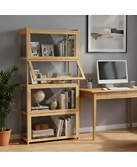 Yigii Bamboo 4-Tier Space-Efficient, Dust-Resistant, Easy Assembly Curio Cabinet for Collectibles