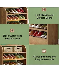 Rainsken 8-Tier Tall Shoe Rack, Wooden Shoe Storage Display Shelf, Shoe Cabinet Organize for Closet, Hallway, Living Room and Entryway